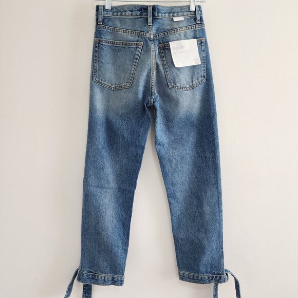 High Rise Straight Boyish Jeans 25 Blue Model Off-Duty NWT - Picture 2 of 8